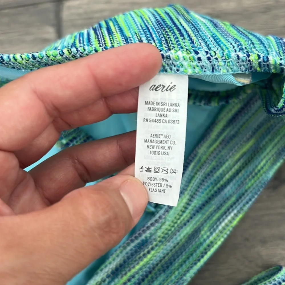 Aerie Space Dye Longline Scoop Bikini Swim Top & High Cut‎ Cheeky Bottom Size XS